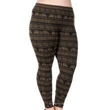 Women Reindeer Snowflake Pattern Footless Seamless Jacquard Leggings